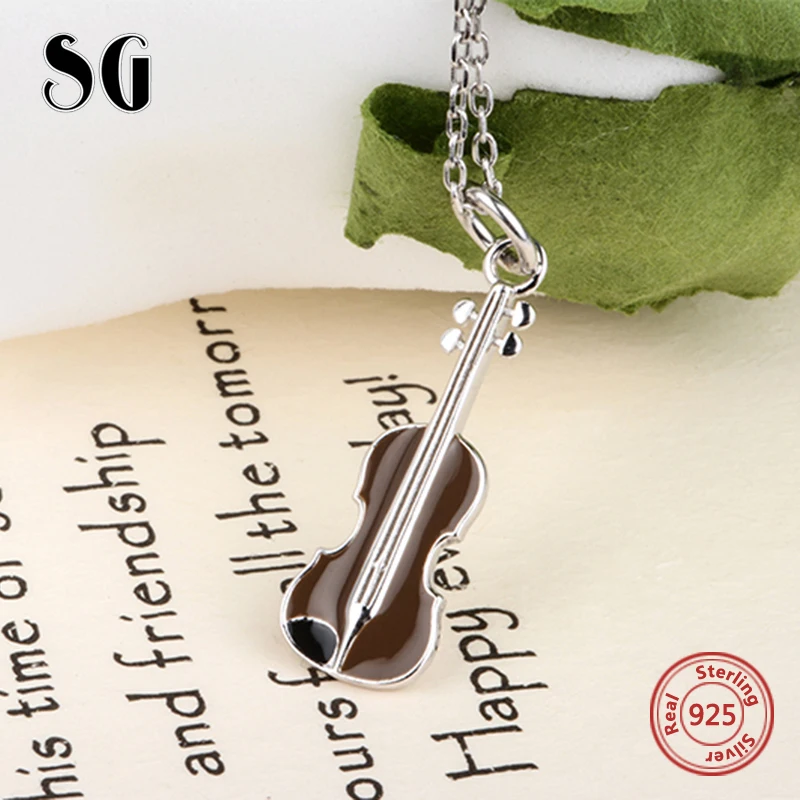 SG серебро 925 пробы цепочка для скрипки подвеска музыкальное ожерелье музыкальная