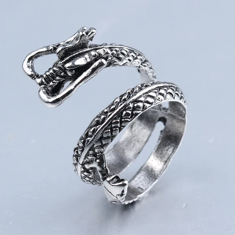 

Chinese Style Dragon Venerable Unisex Alloy Rings Suitable For Banquet Party Gift Couple Promise Rings Adjustable Sizes