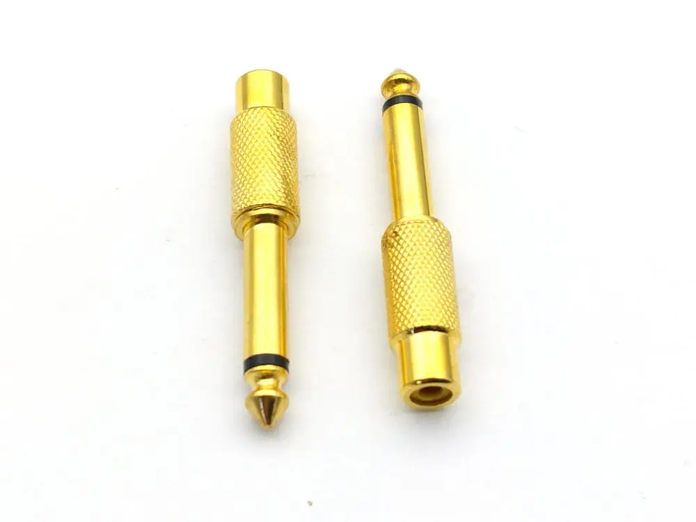 

2pcs Gold plated 6.35mm (1/4 Inch) Mono Plug to RCA Jack connector