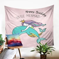 cartoon carpet on the wall cute background mermaid princes pattern throw rug fabic tapestry modern home decoration