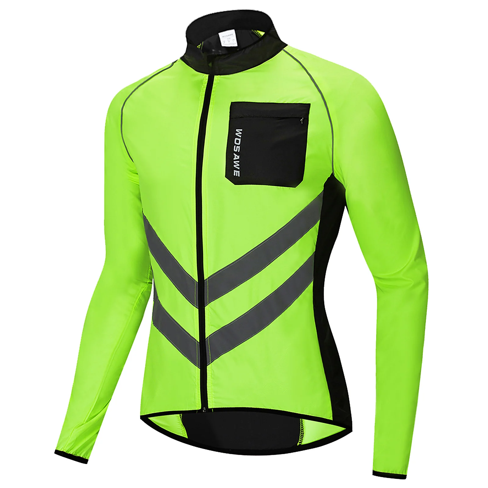 

WOSAWE High visibility Cycling Men's Windbreaker Waterproof Light Weight Safety Cycling Jacket Raincoat Mountain Bike Clothing