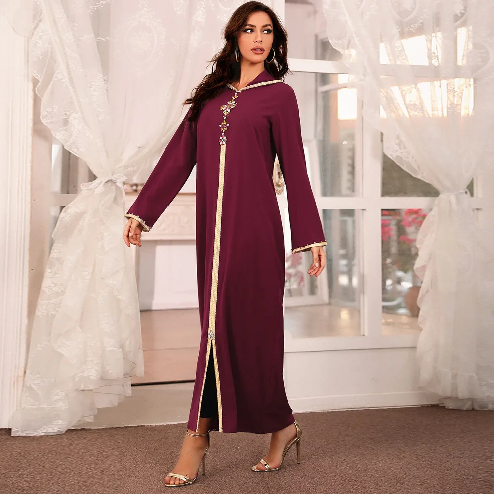 Abaya Дубай, Турция Kaftan Hijab мусульманское платье, мусульманская одежда, бриллиантовое Макси-Платье, модное мусульманское женское платье Djellaba