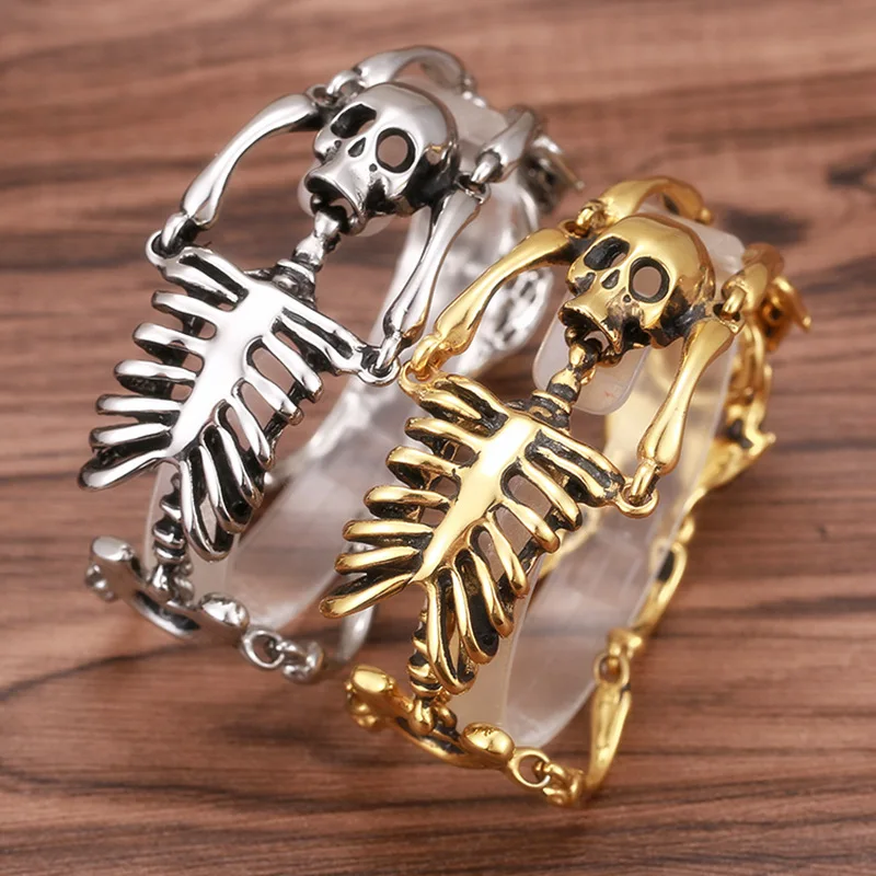 Браслет в ретро стиле с черепом мужской браслет хип-хоп и скелетом уникальные