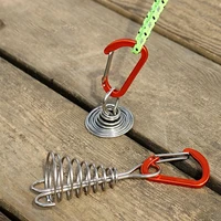 10 pieces camping tent stakes collapsible awning spring deck pegs with carabiner outdoor accessories buckle color random