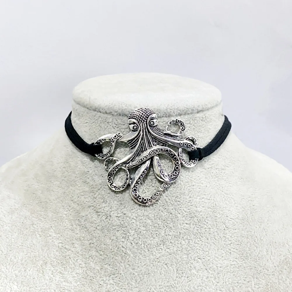 Модная цепочка Cthulhu ожерелье с осьминогом длинная в стиле ретро Черная веревка