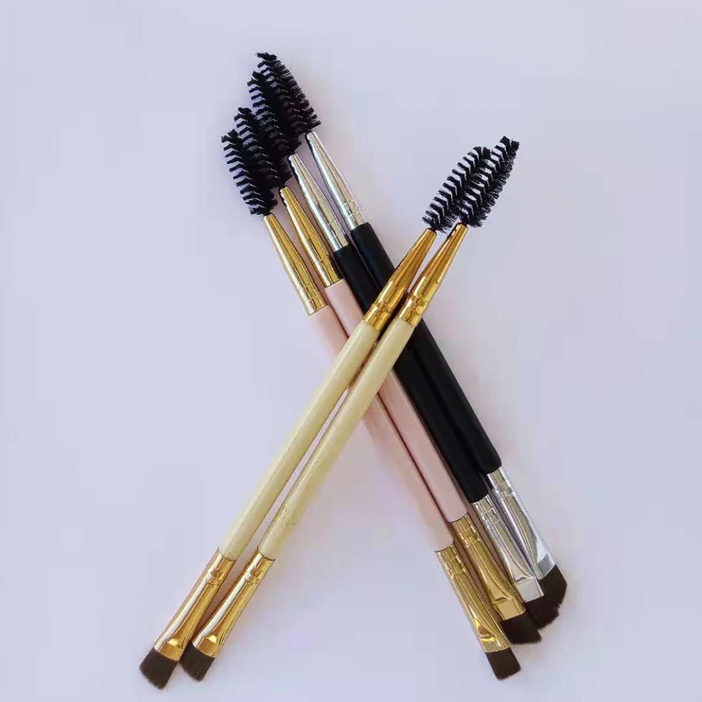 AMSIC 2 шт. Кисть для макияжа ручка бровей двойной инструмент бамбуковая