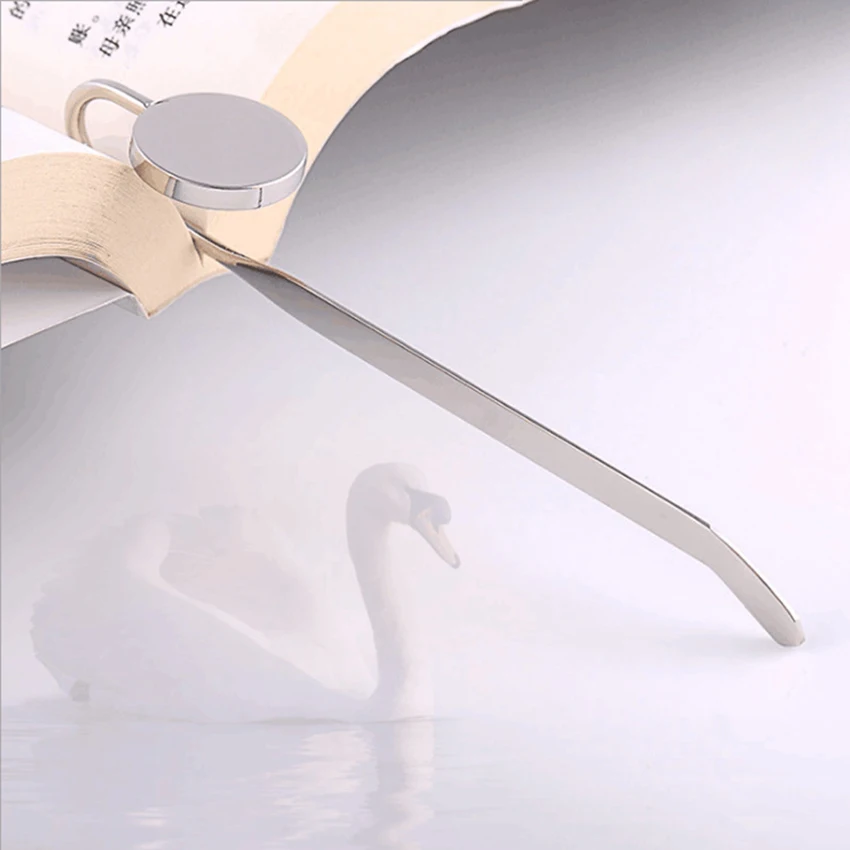 

Zinc Alloy Bookmark Creactive Swan Neck Round Metal Book Marker Hanger Clip Page Holder Stationery Office Supply Great Gift