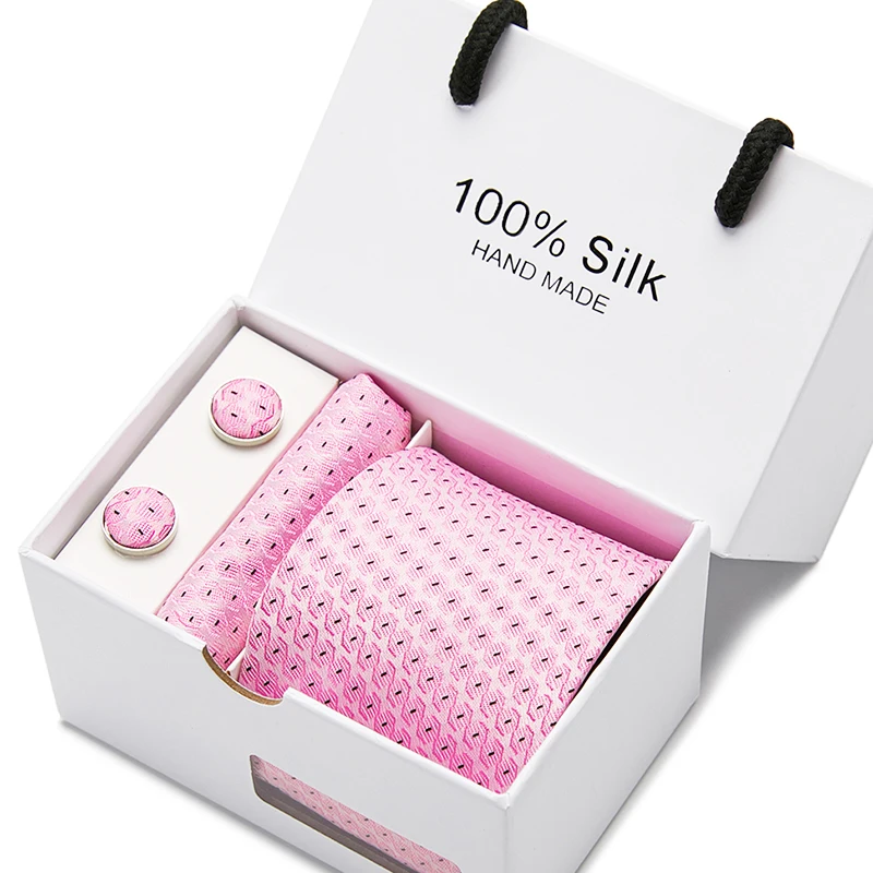 

Новый розовый мужской набор галстуков Экстра длинный размер 145 см * 8 см галстук темно-синий Пейсли шёлк-жаккард Тканый шейный галстук костюм...