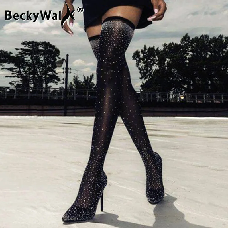 Новые женские сапоги пикантные эластичные выше колена женская обувь на высоком