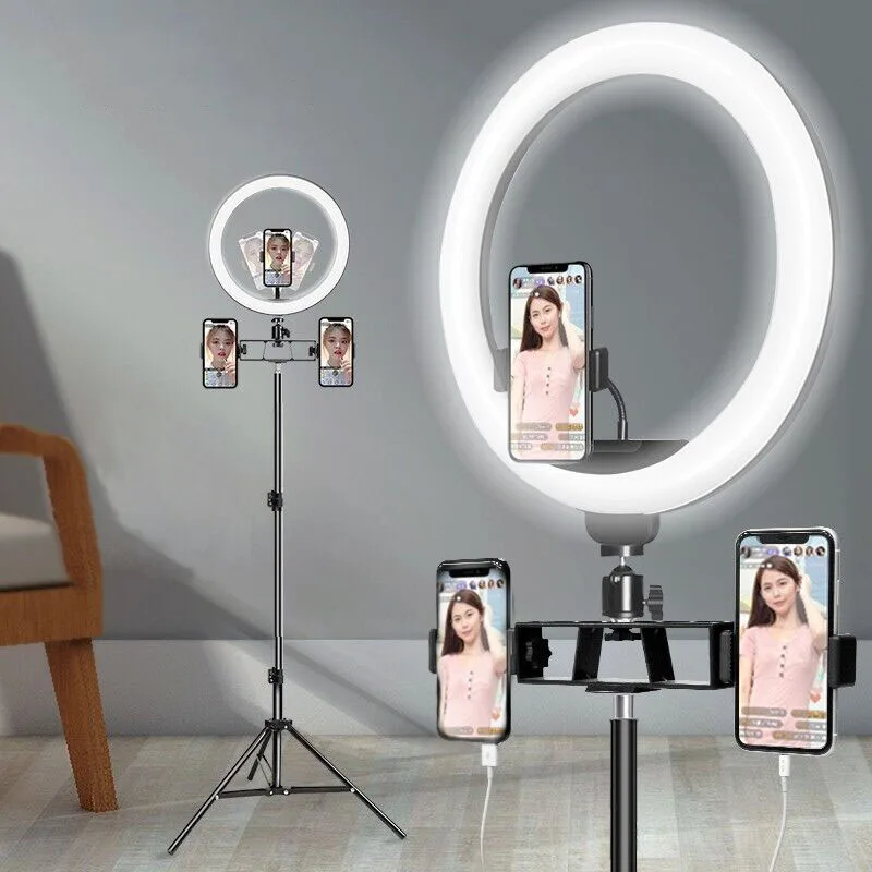 

10Inch Universal Selfie Ring Fill Light with Tripod Photography Dimmable 26cm Ring Lamp for TikTok Youtube Makeup Video Lights