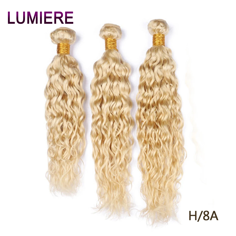Lumiere 613 блонд пряди волнистые человеческие волосы 3 бразильские 4 Remy | Шиньоны и