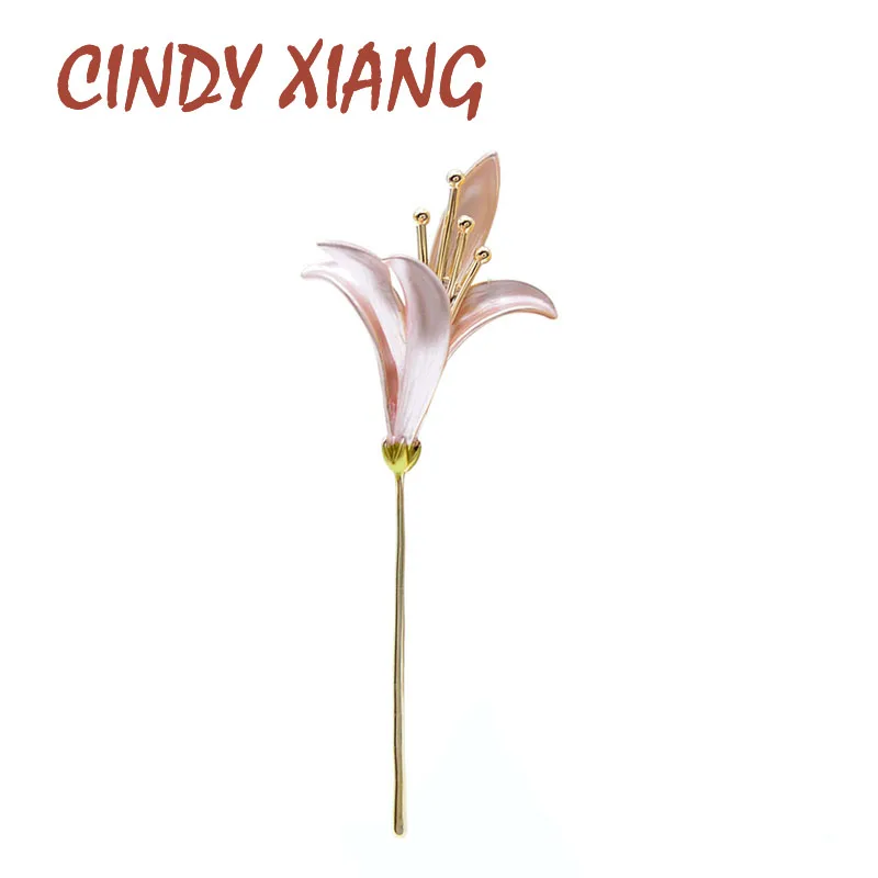 Женская эмалированная брошь CINDY XIANG в виде цветка лилии яркая элегантная булавка 2