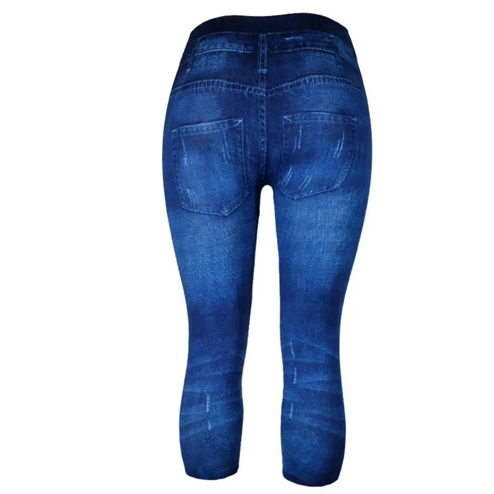 Женские летние штаны для йоги эластичные леггинсы из искусственной джинсовой