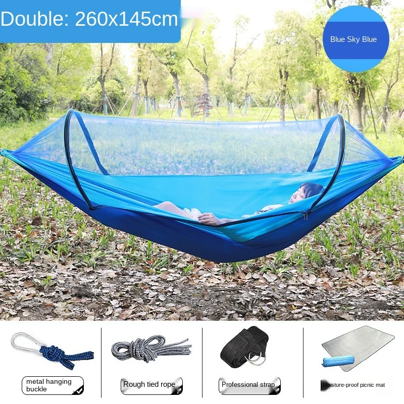 

Portable Hammock Outdoor Camping 1-2 People With Mosquito Net High Strength Parachute Fabric Hanging Bed Hunting Sleeping Swing