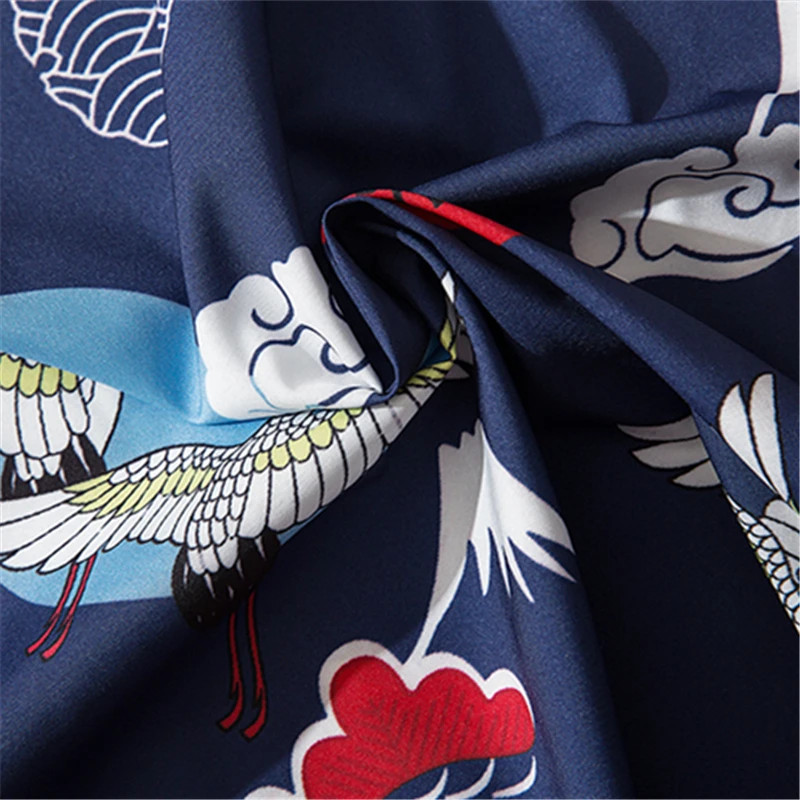 Мужской/женский кардиган Bebovizi летнее кимоно в китайском стиле с принтом Xiangyun Crane