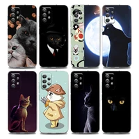 funny cartoon cat clear phone case for samsung a01 a02s a11 a12 a21 s a31 a41 a32 a51 a71 a42 a52 a72 soft silicon