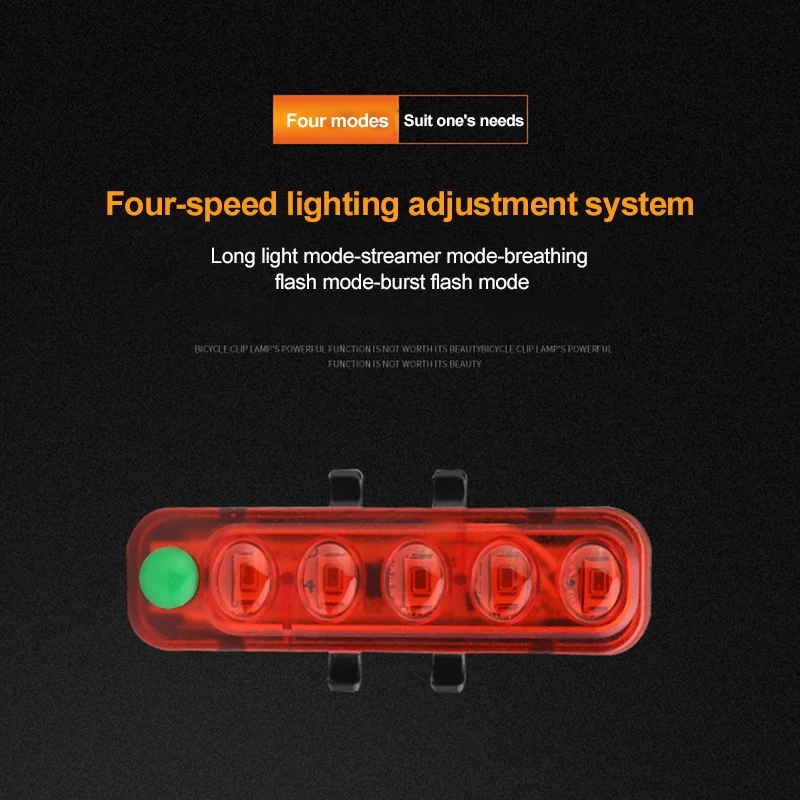 

New Bicycle Taillight Outdoor Riding USB Charging 5led Highlight Safety Waterproof Warning Light Riding Accessories
