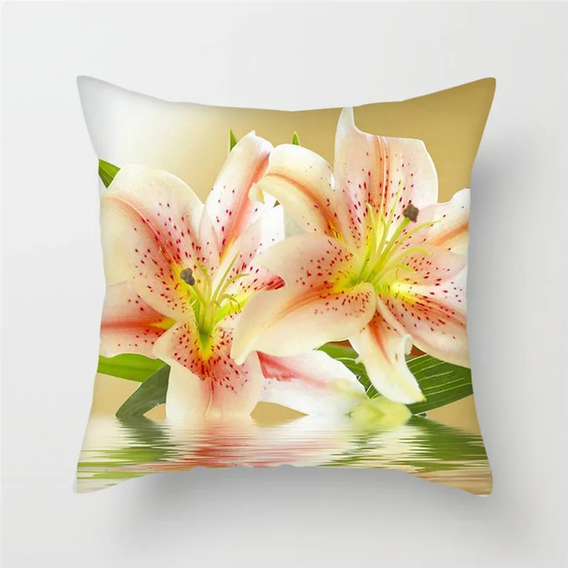 

Fuwatacchi Flower Cushion Cover Colorful Plant Rose Lily Sunflower Pillow Cover Home Sofa Decorative 45*45cm Pillowcases