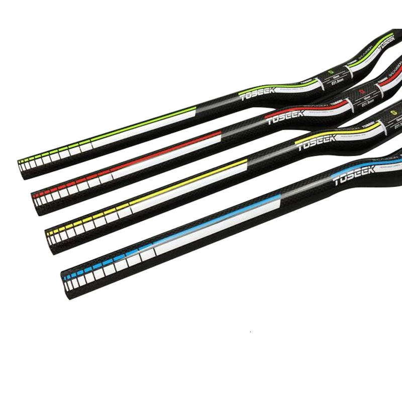 Труба из углеродистого волокна 3K TOSEEK Углеродный руль для велосипеда руль сверхлегкий Mtb дорожный велосипед плоский велосипедный руль велосипеда запасные Запчасти 600/620/640/660/680/700/720 мм