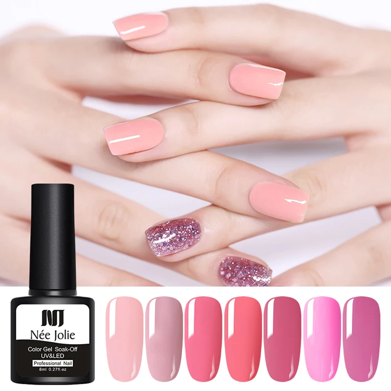 NEE JOLIE 8 мл розовая серия Гель лак для ногтей Полупостоянный гель uv Vernis