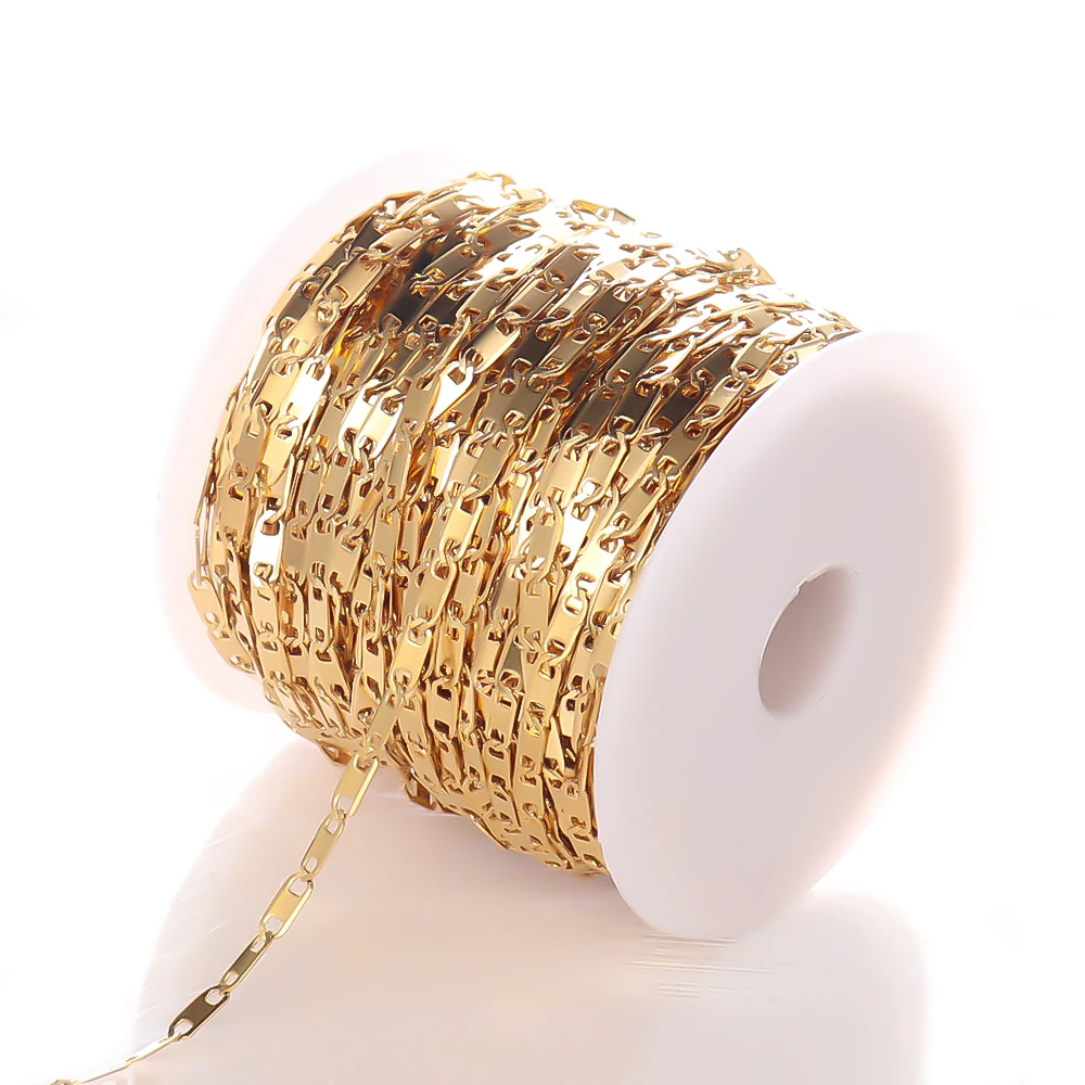 

2 Meters Stainless Steel Flat Link Chains for DIY Handmade Necklace Wholesale Bulk Chains Jewelry Findings Making Supplies