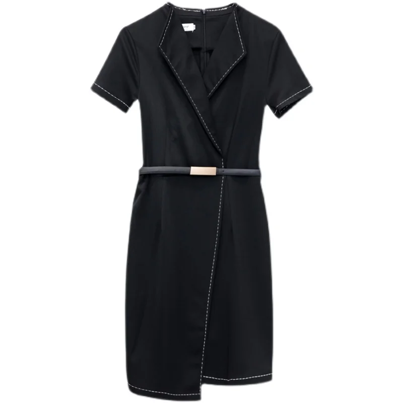 

COIGARSAM 4XL Plus Size Women dress New Summer Dresses Black 9659