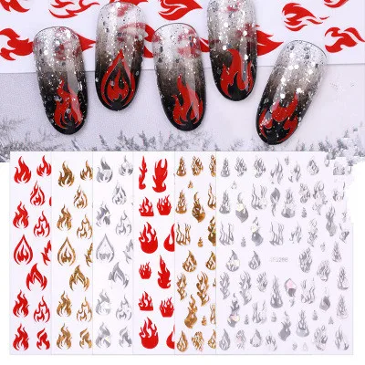 Ультратонкий дизайн ногтей Mirage Aurora Flame осенние слайдеры Nailart стикеры самоклеящиеся огненная фольга matrica для маникюра Deco Tips