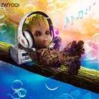 Полная квадратная Алмазная вышивка крестиком мультфильм Грут Полный Круглый Алмазная мозаика наушники музыка 5ddiy алмазов картина с изображением грута