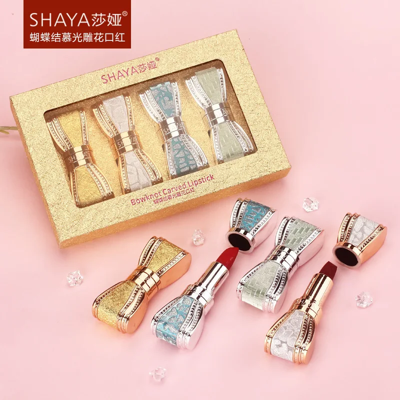 

4pcs Lipsticks Set Long-lasting Moisturizer Nutritious Sexy Matte Glitter Lipstick Makeup Tools Birthday Present Dropship