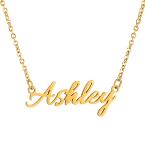 Ожерелье с именем на заказ, женский кулон золотого цвета, ожерелье с надписью, именная табличка ручной работы, ожерелья для подруги, индивидуальный подарок ювелирных изделий