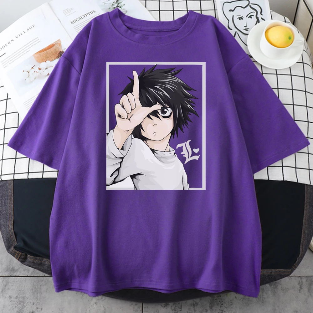 Женские футболки с японским аниме Death Note Модные дышащие свободная Мягкая
