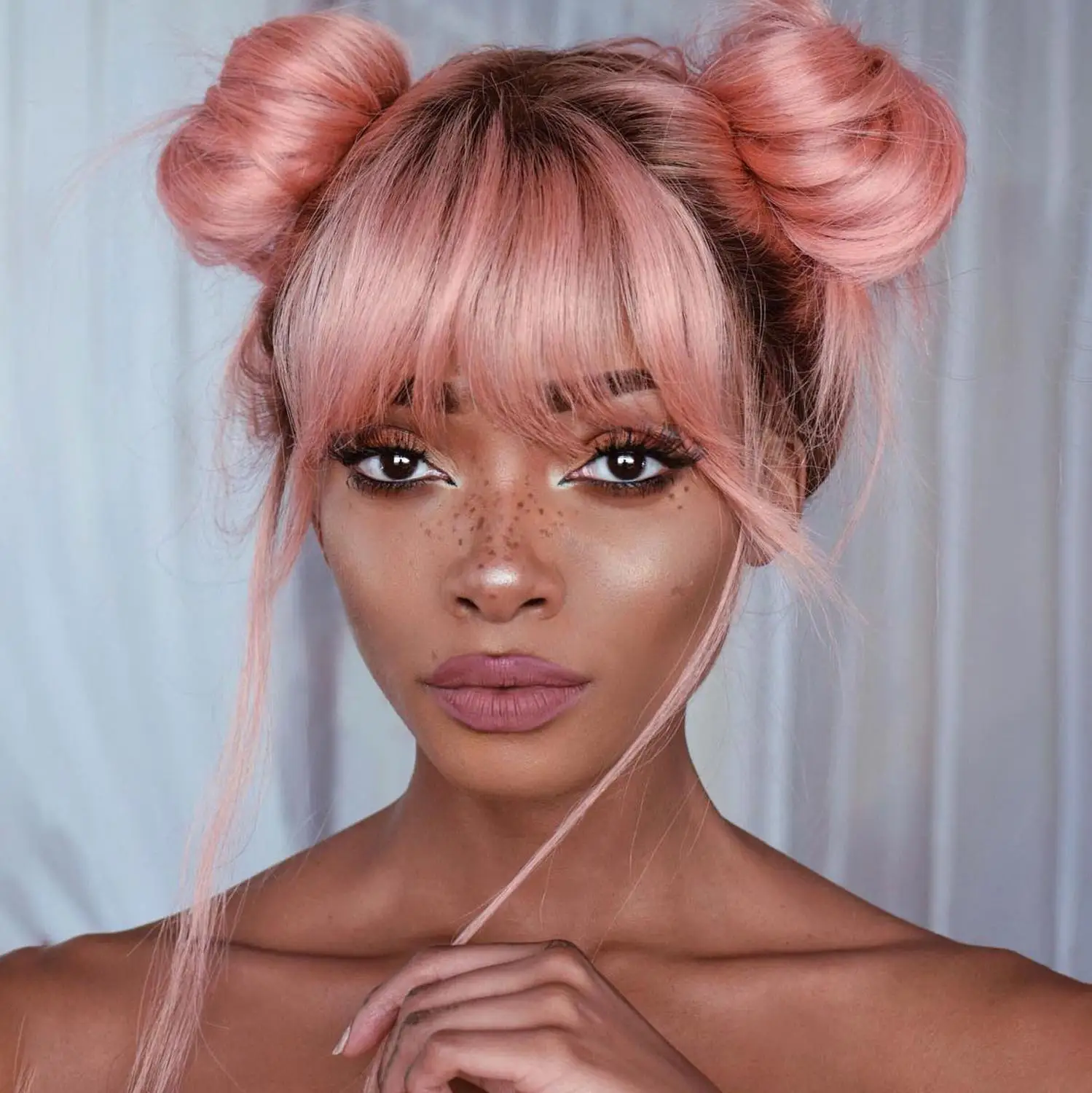 Ombre Pink COLODO 2" бесклеевой светлые Синтетические волосы на кружеве парик 13x4 Реми бразильские парики с челкой 150% плотность эффектом деграде(переход от темного к парики из натуральных волос для черный Для женщин - Цвет: Ombre Pink