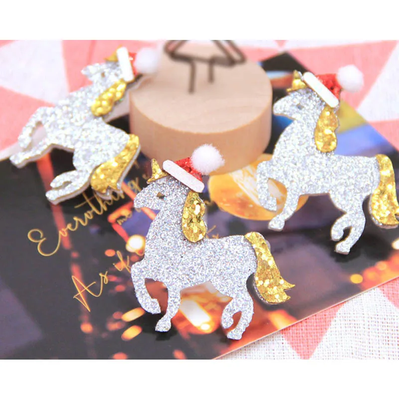 

10 шт./лот рождественские блестящие нашивки креативные аппликации единорога аксессуары «сделай сам» головные уборы ручной работы украшения...