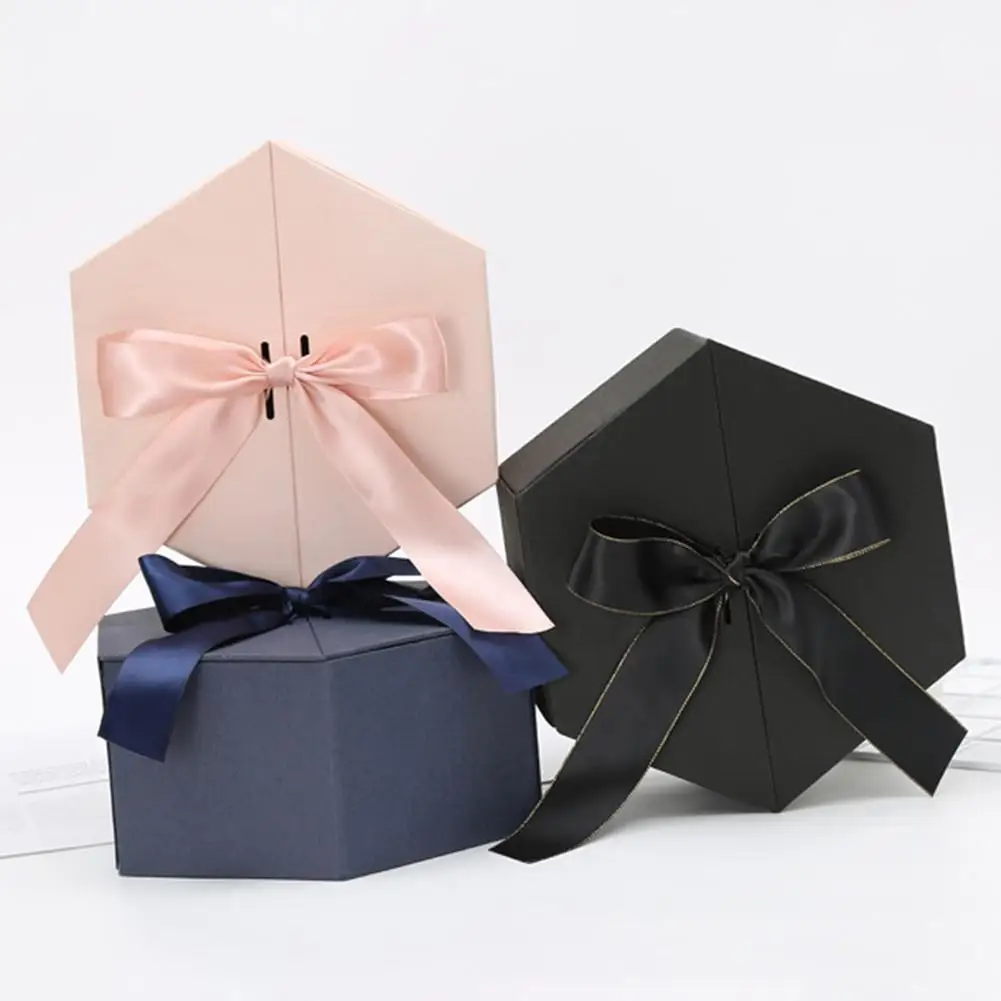 

BLUELANS Hexagonal Jewelry Surprise Birthday Anniversary Wedding Party Paper Gift Box Valentine's Day present скидки