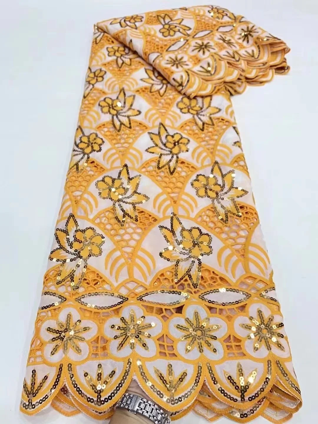

African Lace Fabric 2021 Embroidery Swiss Volie Lace In Switzerland Sequins Nigerian Cotton Lace Fabrics For Dress