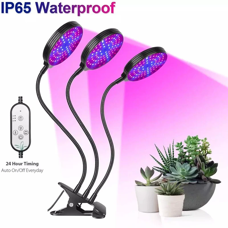 5V Grow Plant Light USB Phyto Lamp 3 Heads Full Spectrum With Auto Timer Control For Seedlings Flower Indoor Greenhouse Box