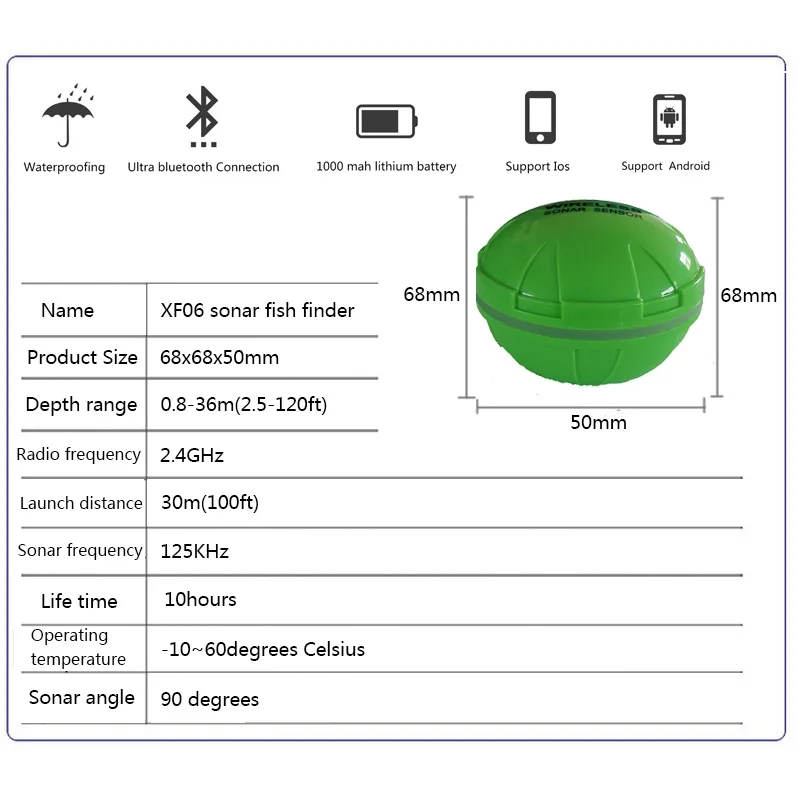 

Portable LCD Fish Finder Bluetooth Wireless Echo Sounder Sonar Sensor Depth Fishfinder for Lake Sea Fishing Tool