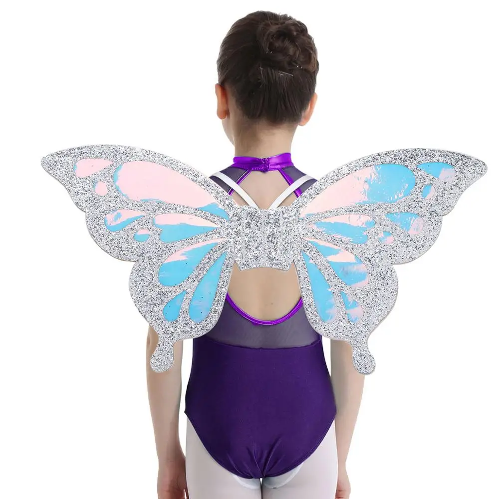 Дети девочки Феи принцесса косплей крыло блестящее голографическое бабочки для