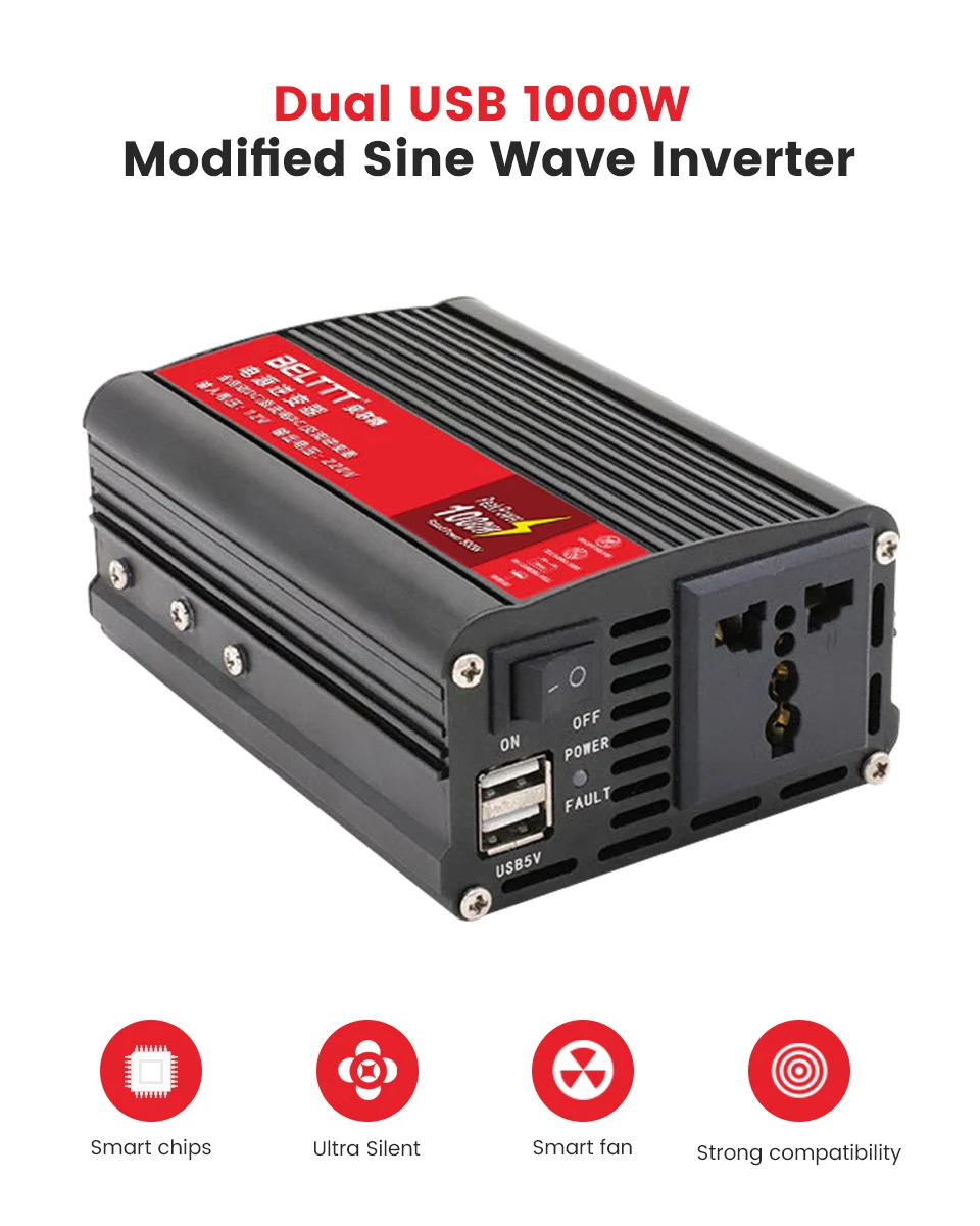 SUNYIMA чистая Синусоидальная волна инвертор 12 V/24 V к переменному току 220V 1000W Напряжение трансформатор двойной светодиодный Дисплей переключатель Мощность усилитель конвертера