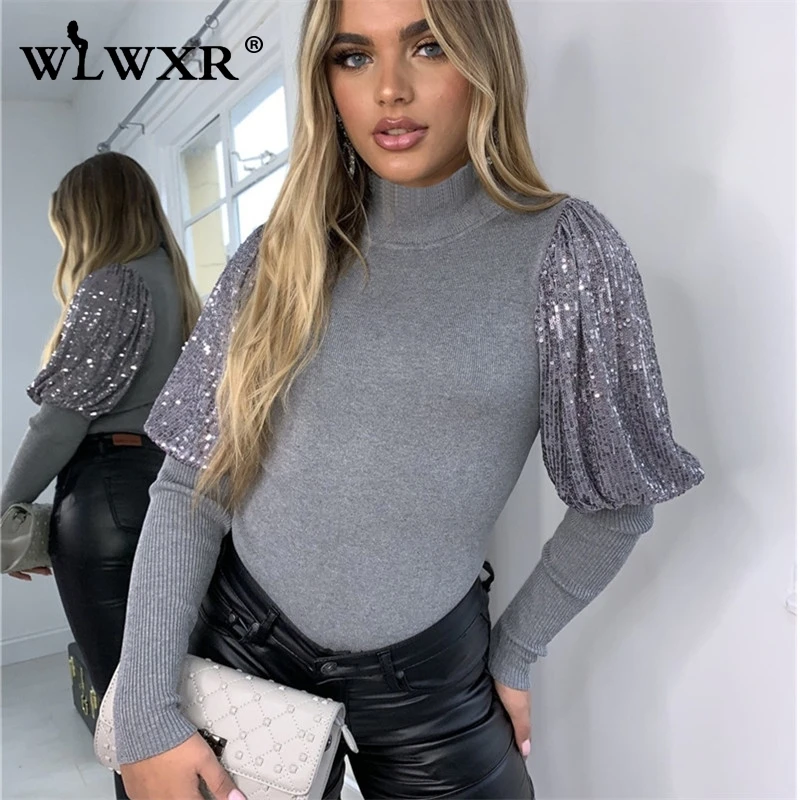 WLWXR ребристый вязаный свитер с высоким воротом Женский пуловер Рождественский