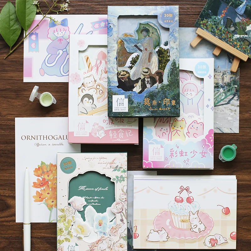 

4packs/lot monet impression Postcard cute Style Creative Writing Greeting Gift Postcards