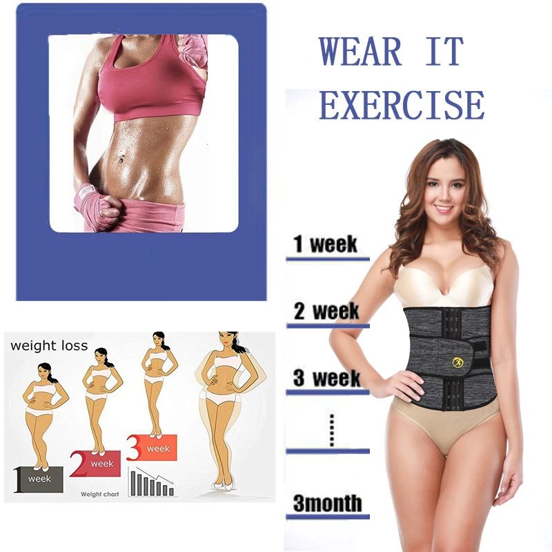 

Women Weight Lose Body Shaper Neoprene Sweat Waist Trainer Belt Sauna Slimming Strap Tummy Control Fat Burn Girdle Corset