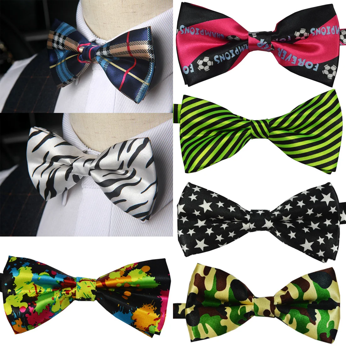 

Adjustable Men's Bow Tie Plaid Polka Dots Striped Pre-tied Tuxedo Butterfly Bowtie Formal Neck ties Wedding Party Accessories