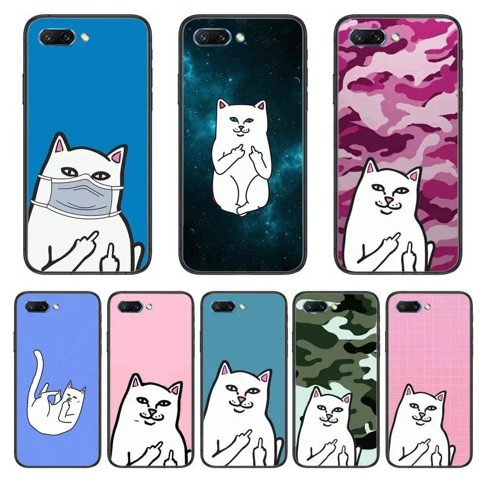 

Cute cartoon cat case clear Phone Case For Huawei Honor 10 9 8 7 N Pro Lite A C RU Black Etui Coque Hoesjes comic fashion