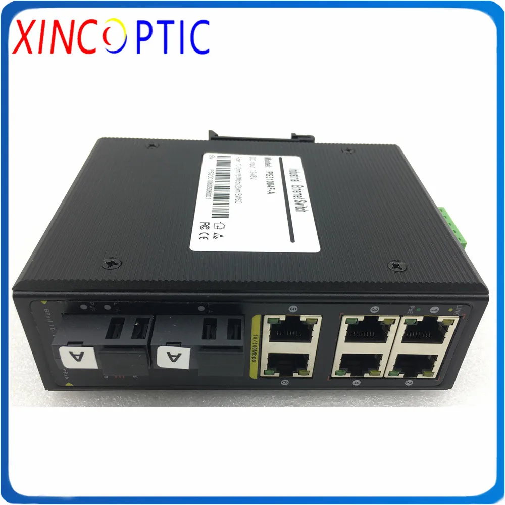 6 портов 10/100 м неуправляемая сеть Промышленный Коммутатор Ethernet 2 одно волокно + 6utp