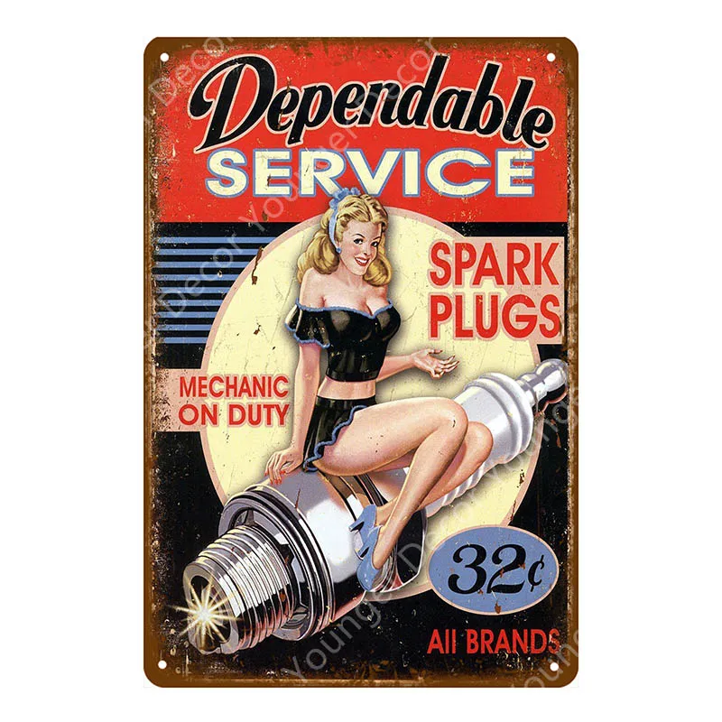 Dad's Garage Pin Up Girl Route 66 жестяная вывеска металлический плакат художественное украшение стены Паб Бар Кафе домашний декор винтажное железное ремесло YI-085 - Цвет: YD2783EI