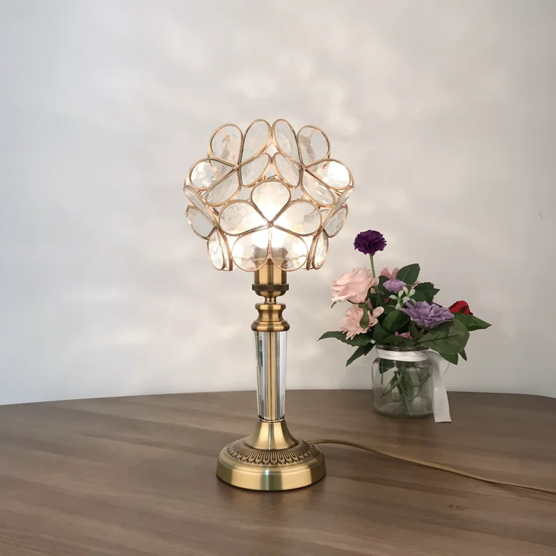 

CX European Entry Lux Bedroom Crystal Flowers Table Lamp Nordic Creative and Cozy Touch Dimming Bedside Lamp