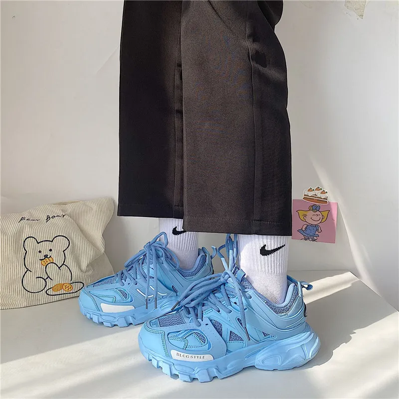 

Women Platform Sports Soles Designer Retro Couples Sneakers Breathable Mesh Lovers Zapatillas Casual Blue Running Shoes 36-44