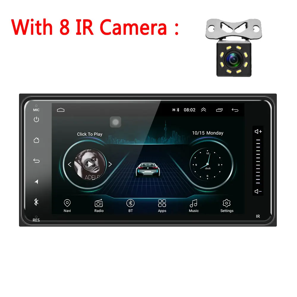 AMPrime Android Авторадио для Toyota Corolla 7 ''сенсорный экран автомобиля MP5 плеер Автомобильная стереовидеоаппаратура зеркало GPS ссылка fm-радио - Цвет: With 8 IR Camera