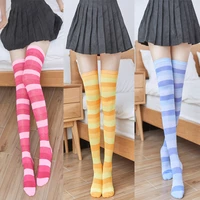 spring and autumn thickened long tube over the knee rainbow striped thigh socks female colorful cute kawaii pink high tube socks